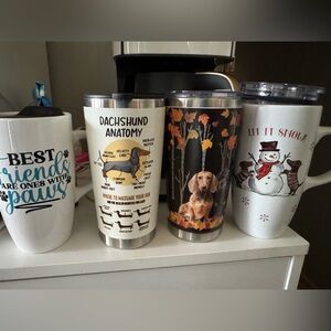 Dachshund Anatomy Stainless Travel Tumbler - Cream